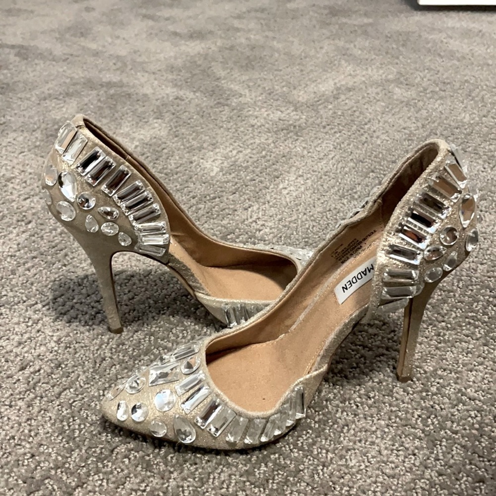 Steve Madden Silver Embellished Women's Heels
